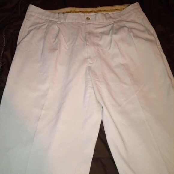 Tommy Bahama Mens 36x32 Straight Leg Silk Trousers Dress Slacks Cream - Picture 1 of 3